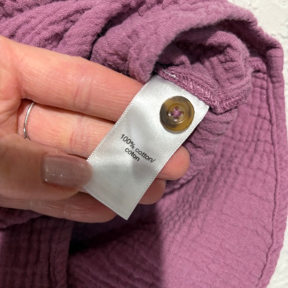 Maurices Womens XS Purple Double Gauze Cotton Button Down Short Sleeve Shirt - Picture 4 of 4